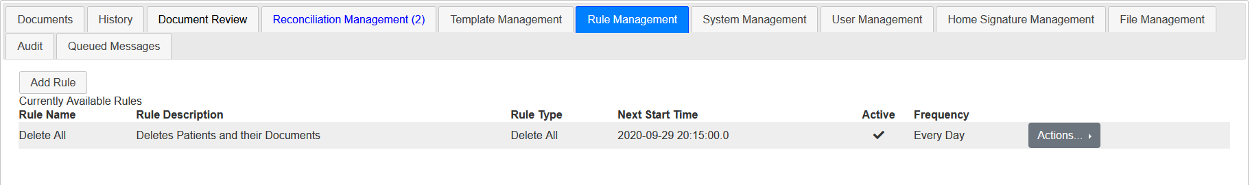 Screenshot Delete All Rule added to Rule Management Tab